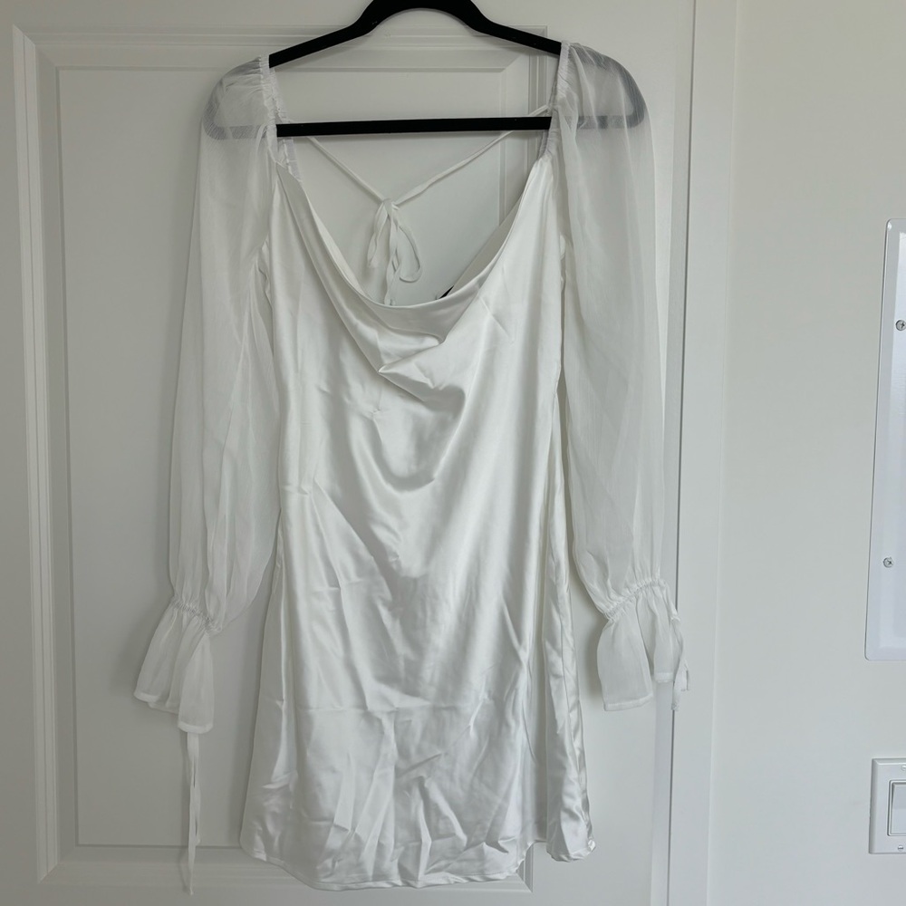 White Satin Engagement Party Dress